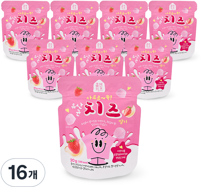 홈앤키즈 사르르쏙 유산균 치즈 딸기, 20g, 16개, 치즈딸기맛