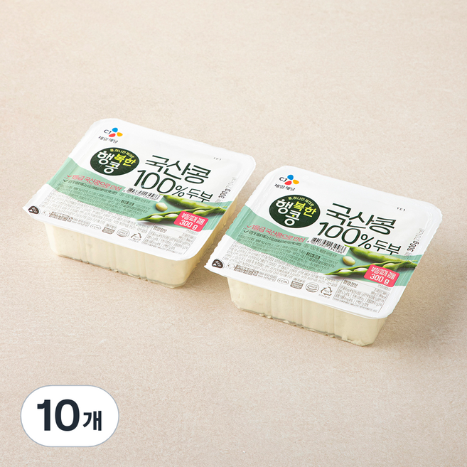 행복한콩 국산콩 100% 부침찌개 겸용 두부, 300g, 10개