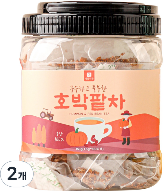 미담식품 호박팥차 삼각티백, 2개, 100개입, 1.5g