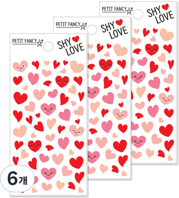 쁘띠팬시 SHY LOVE da5398 팬시스티커, 혼합 색상, 6개