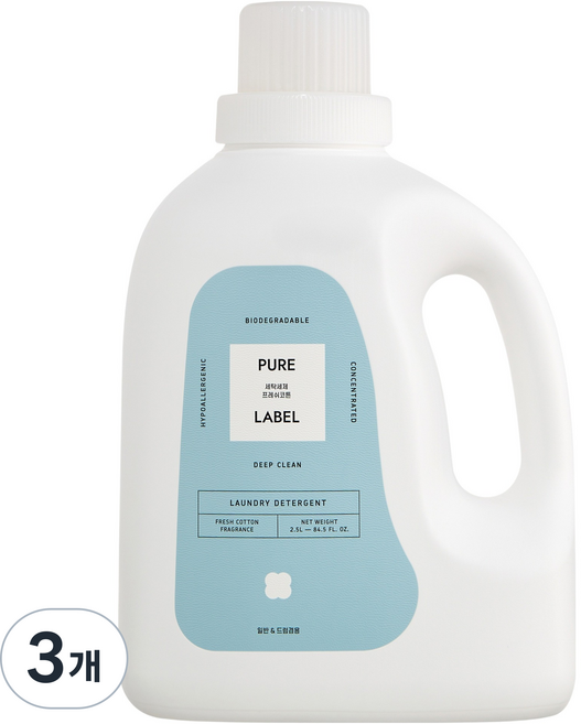 퓨어라벨 세탁세제 프레쉬코튼 본품, 3개, 2.5L