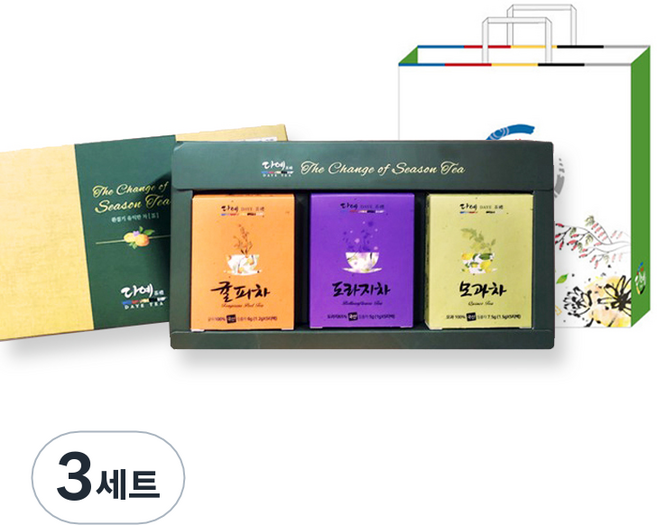 다예 시즌티 3종 선물세트, 귤피차 + 도라지차 + 모과차, 3세트