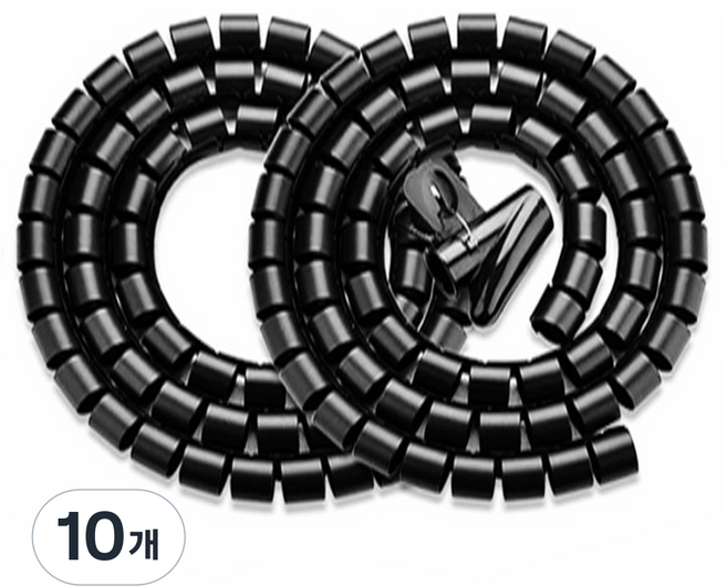 엔더 전선 보호 튜브 꽈배기형 매직 케이블 선정리 소품, 10개, 블랙