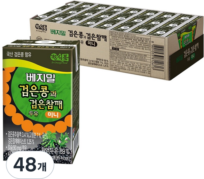 베지밀 검은콩과 검은 참깨 두유 미니, 145ml, 48개