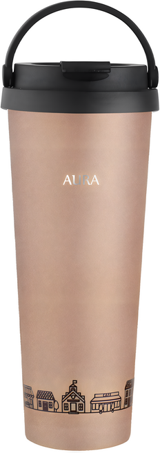 AURA 艾樂 台灣公司貨 小行星手提城市保溫杯 不鏽鋼內膽, 1個, 奶茶色, 700ml