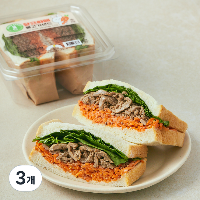 그린래빗 당근라페 불고기 샌드위치, 240g, 3개