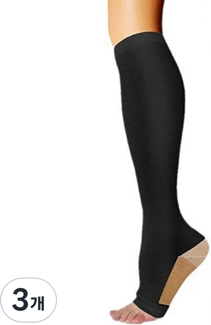 平衡高彈性壓力襪 雙色黑色, 3個, 小腿/膝蓋型