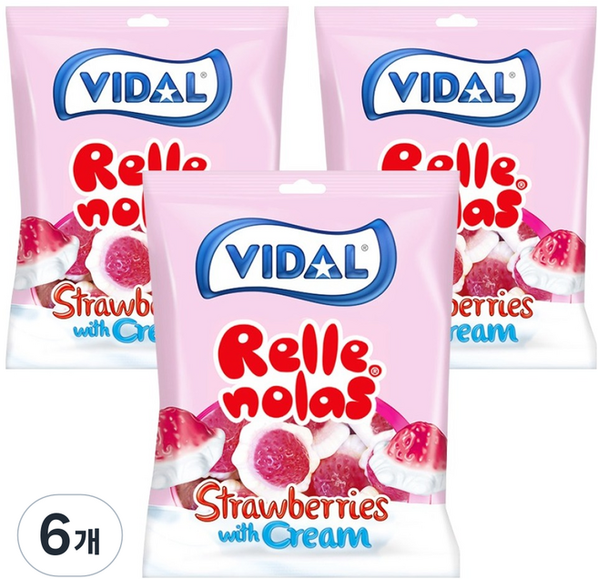 비달 스트로베리즈 위드 크림향 젤리, 75g, 6개