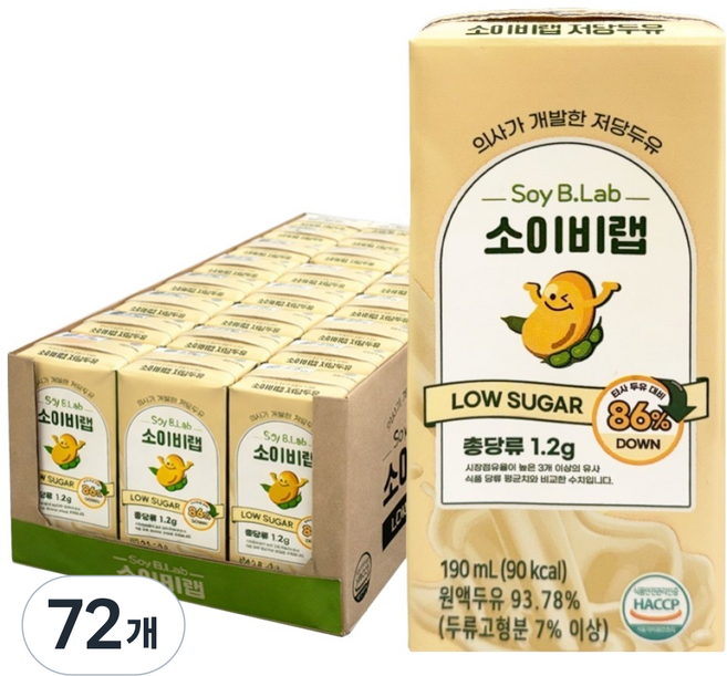 키토선생 소이비랩 저당두유, 190ml, 72개