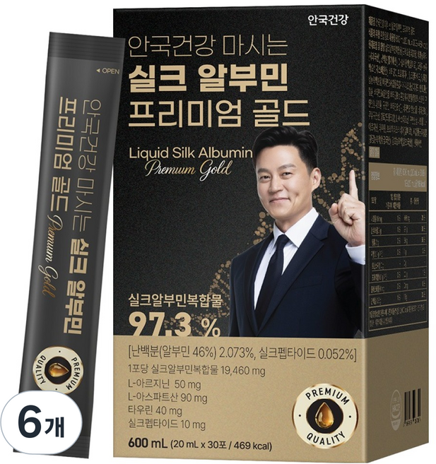 안국건강 마시는 실크 알부민 프리미엄 골드 30p, 6개, 600ml