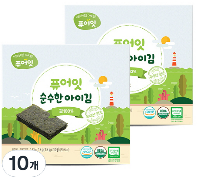 퓨어잇 순수한 아이김, 15g, 10개, 김100%