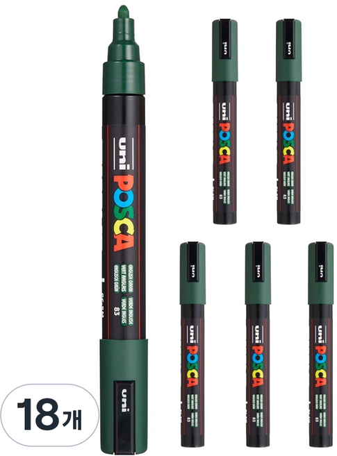 POSCA 粗字用 PC-5M 英倫綠, 18個, 1色