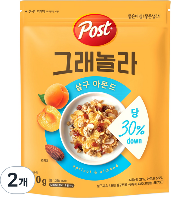 Post 杏桃杏仁穀物麥片, 310g, 2個