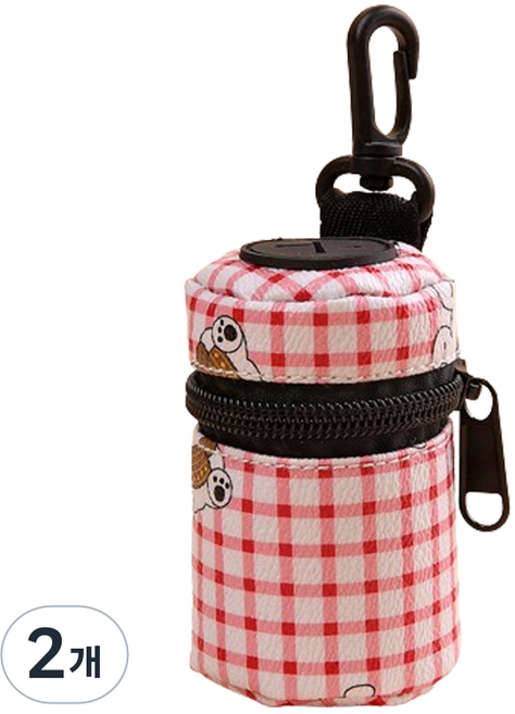 파스텔펫 반려동물 베어체크 배변봉투 케이스 FREE, 레드, 1개입, 2개