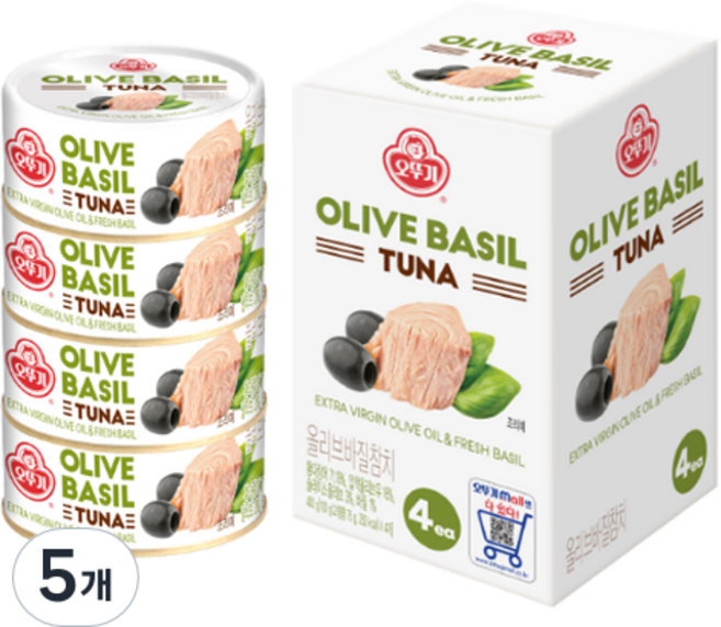 오뚜기 올리브 바질 참치 4p, 400g, 5개