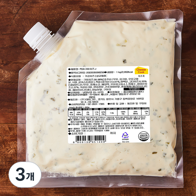 쪽파 크림치즈 J, 1kg, 1개입, 3개