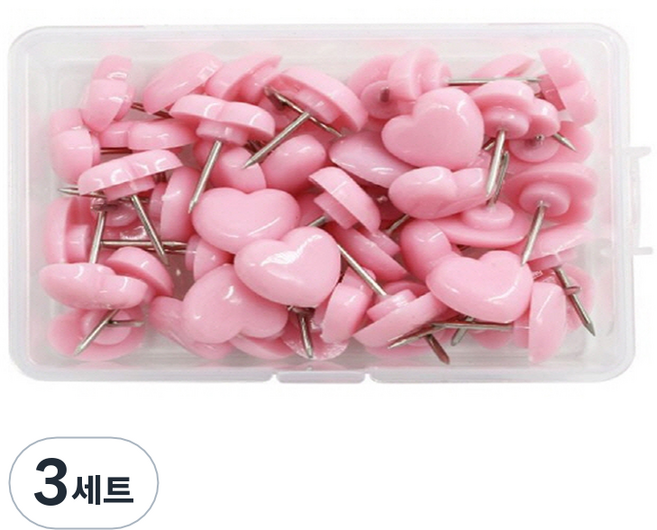 문구담 귀여운 하트모양 압정 세트 핑크, 50개입, 3세트