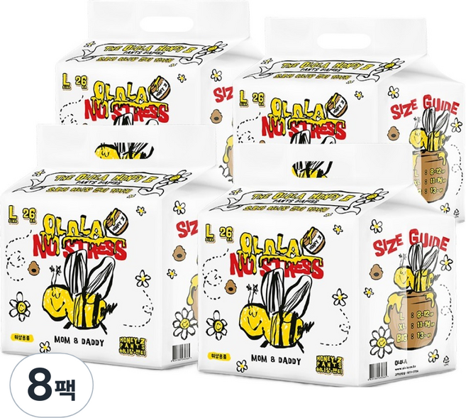 OLOLA 허니잠 팬티형 낮밤 기저귀 아동용, 대형(L), 208매