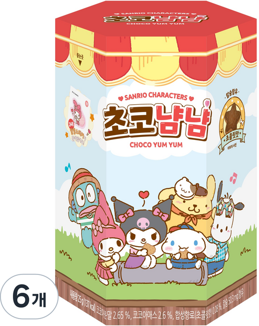 산리오캐릭터즈 초코냠냠, 25g, 6개