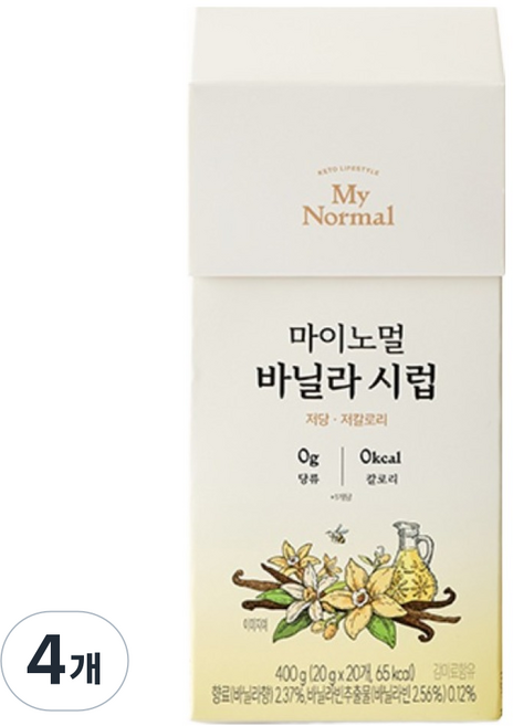 마이노멀 저당 저칼로리 Zero 바닐라 시럽 스틱 20p, 400g, 4개