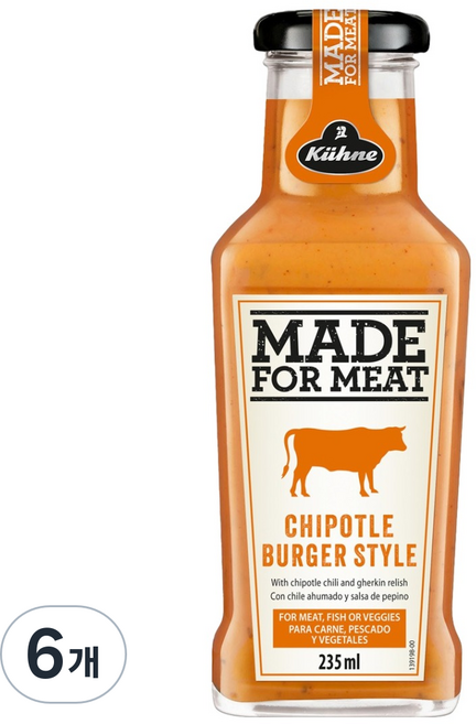 퀴네 치폴레 버거 스타일 소스, 235ml, 6개