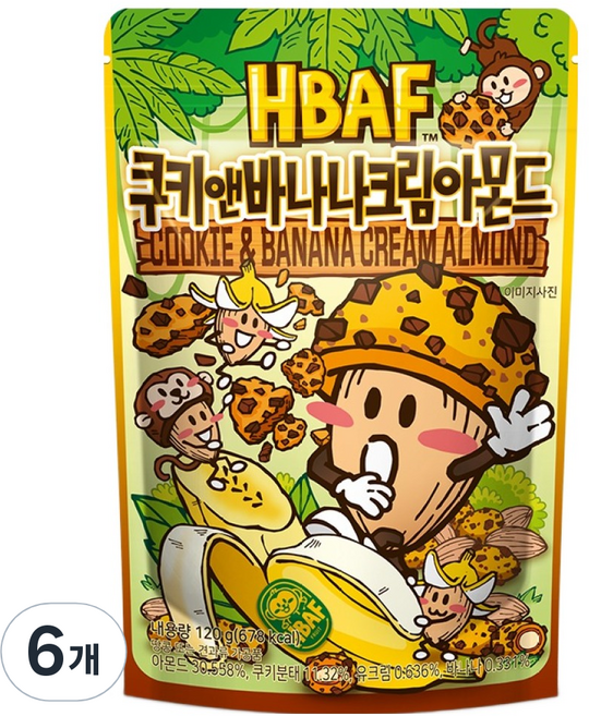 바프 쿠키앤바나나크림 아몬드, 120g, 6개