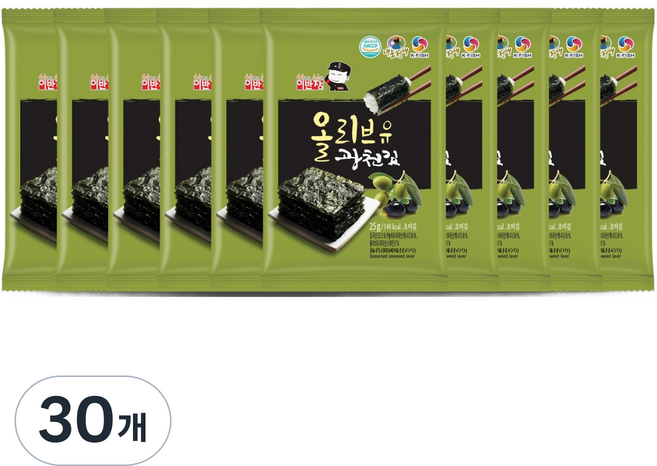 이반장 광천김 올리브 전장김, 25g, 30개