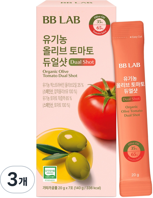 비비랩 뉴트리원 유기농 올리브 토마토 듀얼샷 7p, 3개, 140g