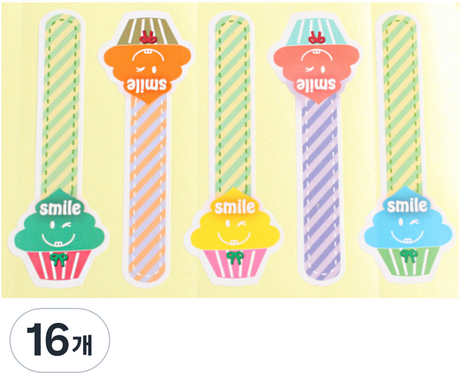 피크닉하우스 미니머핀 스마일 도시락스티커 5p, 혼합 색상, 16개