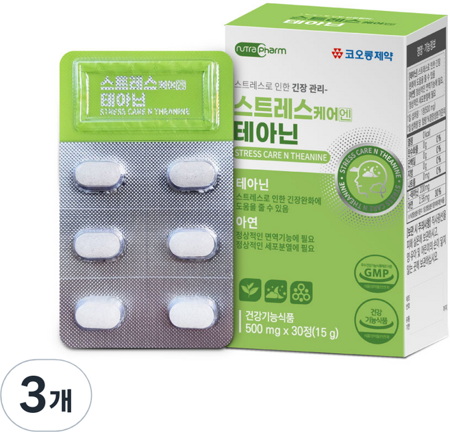 코오롱제약 스트레스 케어 엔 테아닌 15g, 30정, 3개