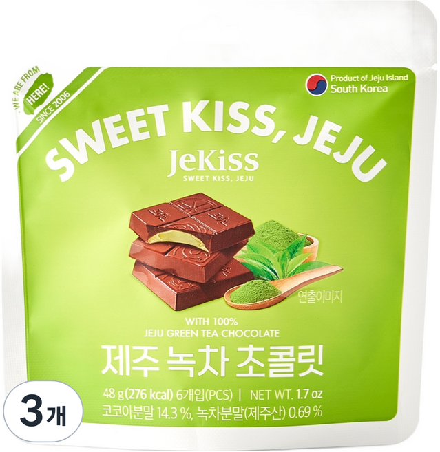 제키스 제주 녹차 초콜릿 6p, 48g, 3개