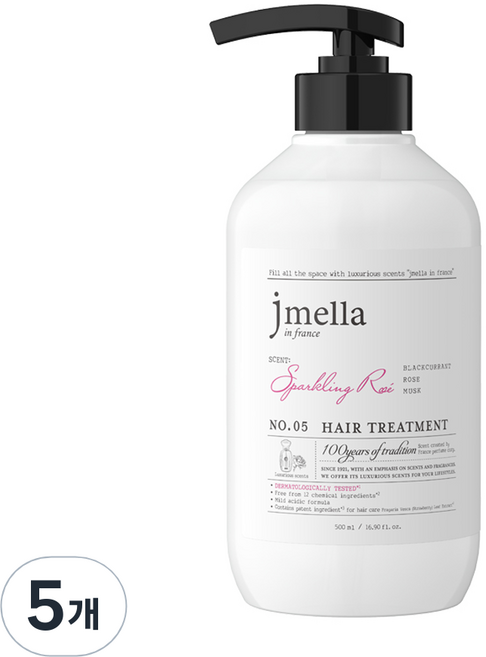 제이멜라 인 프랑스 스파클링 로제 헤어 트리트먼트 프루티 로즈향, 5개, 500ml
