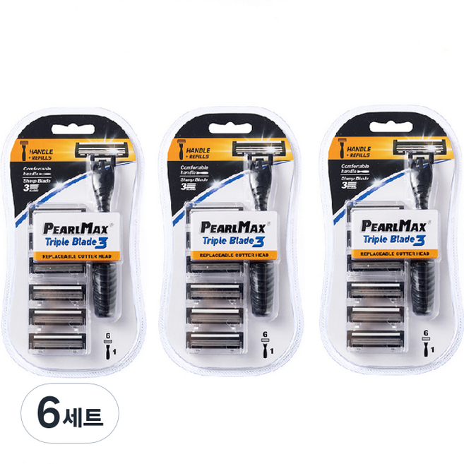 드위트리 프리미엄 MAX 3단 일회용 면도기 + 리필 면도날, 6세트