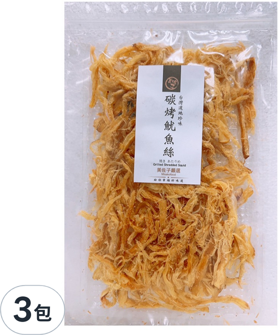 MISAKO 美佐子 嚴選海味系列 碳烤魷魚絲, 3包, 80g