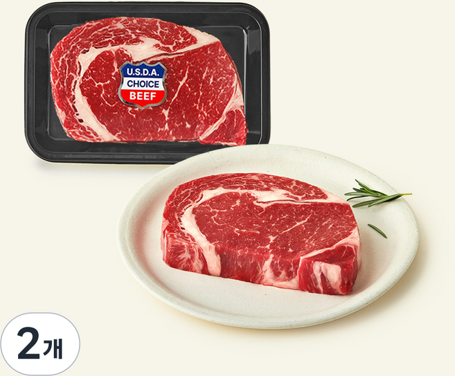 미국산 초이스 립아이 등심 스테이크용 (냉장), 2개, 300g