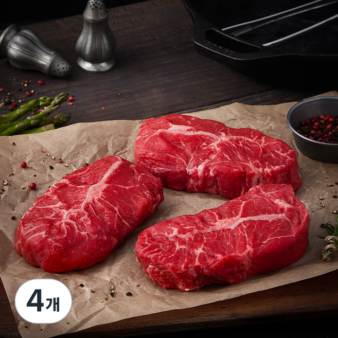 미국산 초이스 부채살 스테이크 (냉장), 600g, 4개