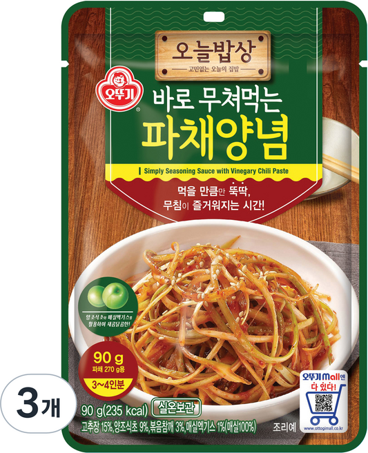 오뚜기 오늘밥상 파채양념, 90g, 3개