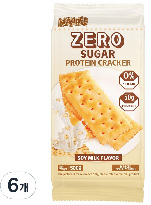 매그리 제로 슈가 프로틴 크래커 두유맛, 500g, 6개