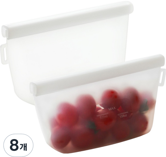 lilive 더블락 실리콘 지퍼백 화이트, 500ml, 1개입, 8개