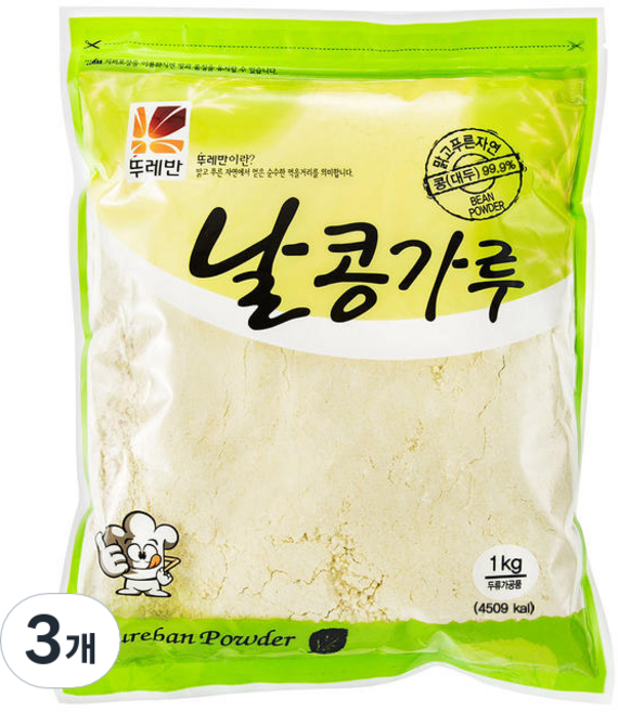 뚜레반 날콩가루, 1kg, 3개