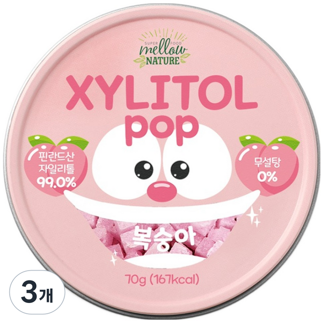 자일리톨팝 틴케이스 복숭아, 70g, 3개