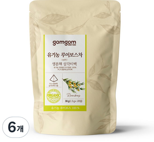 곰곰 유기농 루이보스차 생분해 삼각티백, 20개입, 6개, 1.5g