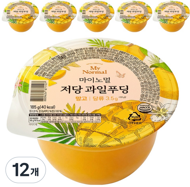 마이노멀 저당 과일푸딩 망고, 185g, 12개