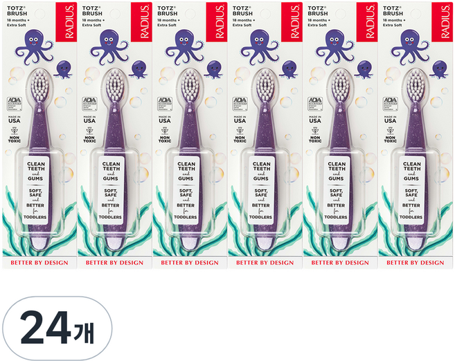 래디어스 토츠 유아 칫솔, 퍼플, 1개입, 24개