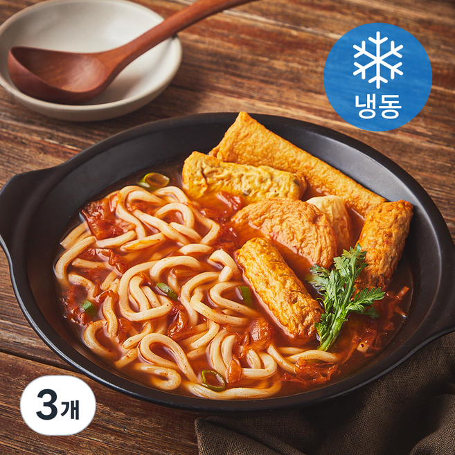 고래주방 김치어묵 우동전골 (냉동), 640g, 3개
