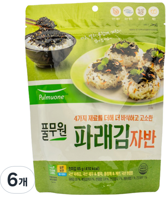 풀무원 파래 김자반, 65g, 6개