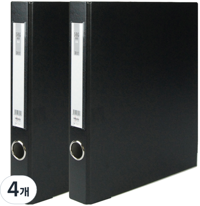 마이다스 D링 합지 바인더 파일 명찰형 3cm 3공 A4, 흑색, 4개