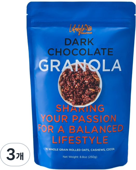 라이프스타일 고메 다크초콜릿 그래놀라, 250g, 3개