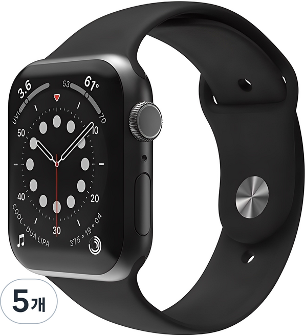 신지모루 애플워치 호환 실리콘 원버튼 스트랩, 블랙, 5개