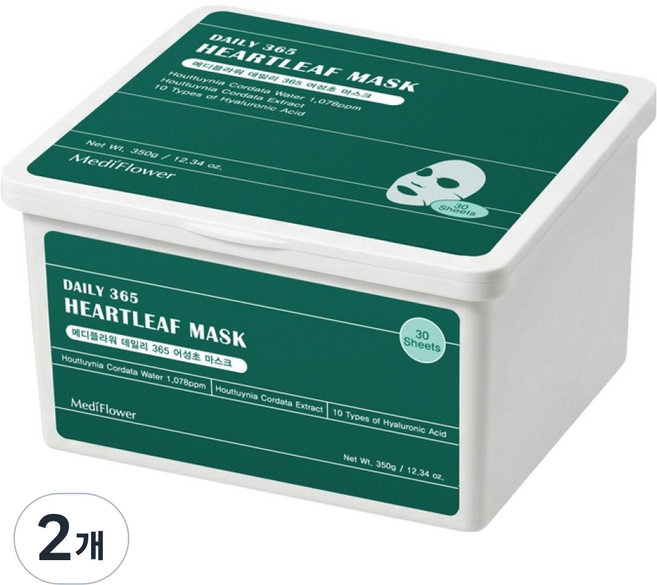 메디플라워 데일리 365 어성초 마스크 350g, 30개입, 2개